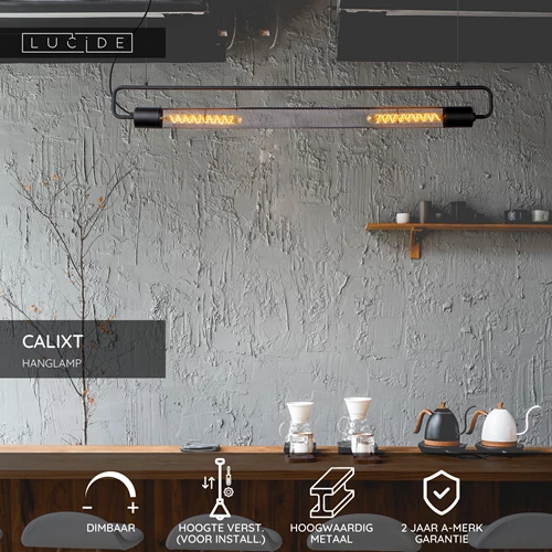 Lucide CALIXT - Hanglamp - 2xE27 - Zwart - USP